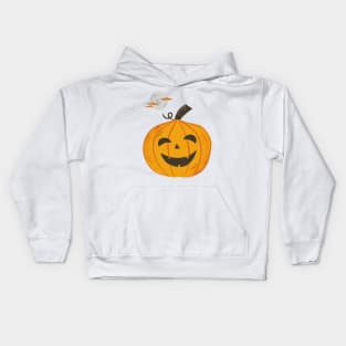 Halloween Carved Pumpkin Under The Moon (White) Kids Hoodie